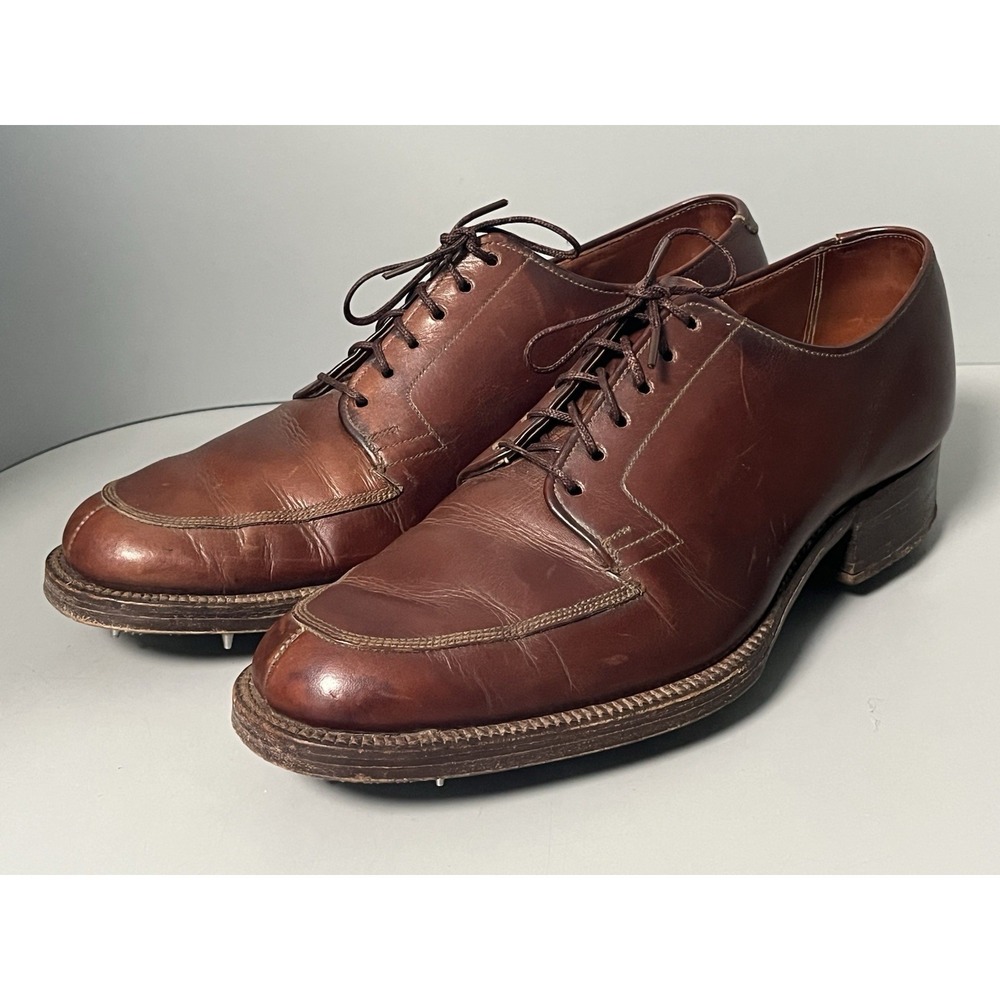 VTG 1940s 1950s Weyenberg Massagic Spiked Leather Golf Shoes Men's 6 D Apron Toe